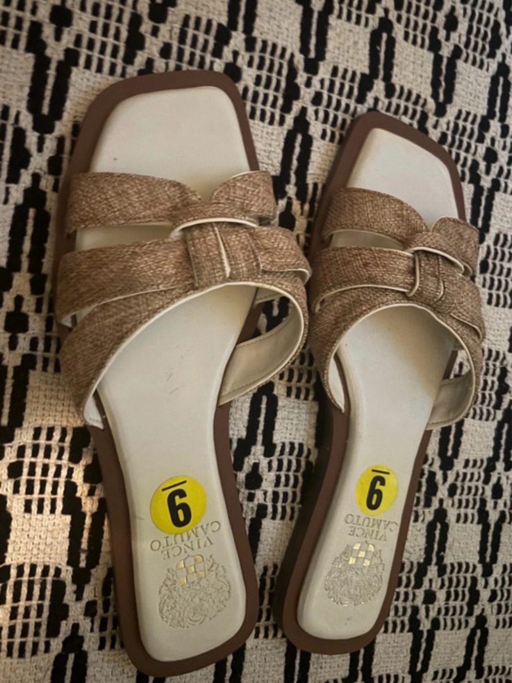 Vince Camuto Woven Tan Slide Sandals